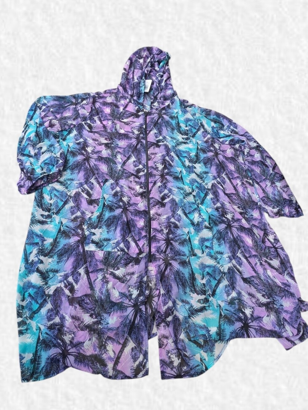 Torrid NEW Plus Size 5x: Lightweight Palm-Print Swim Cover-Up Anorak Kimono - Picture 3 of 6